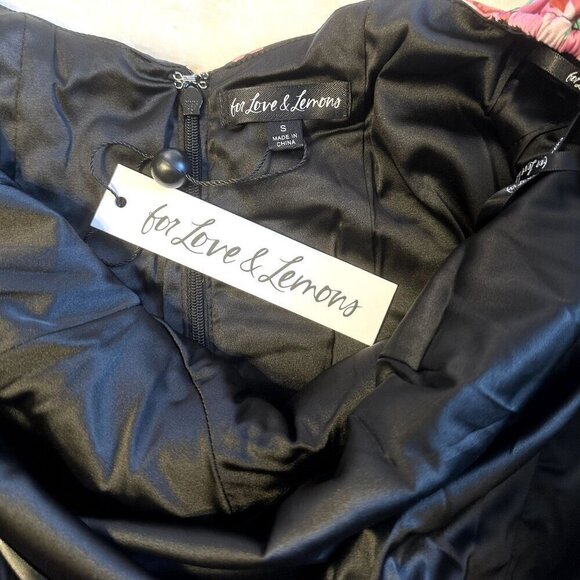 NWT For Love and Lemons Jolie Mini Dress with Puff Sleeves in Black - S - Picture 4 of 8